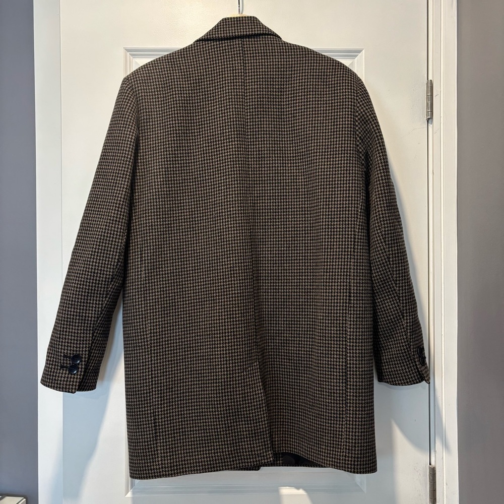 Zara Houndstooth Shoulder-pad Brown Blazer, Wool Blend, Size L, Classic Career - Picture 6 of 12